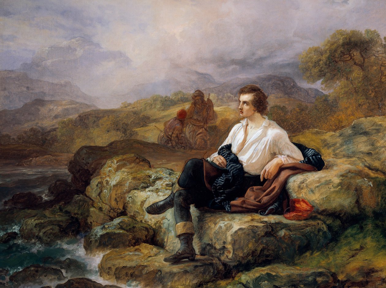 希腊海岸上的拜伦勋爵（1788-1824），贾科莫·特雷库特（Giacomo Trecourt，1812-1882）创作，布面油画 作者 贾科莫·特雷库尔