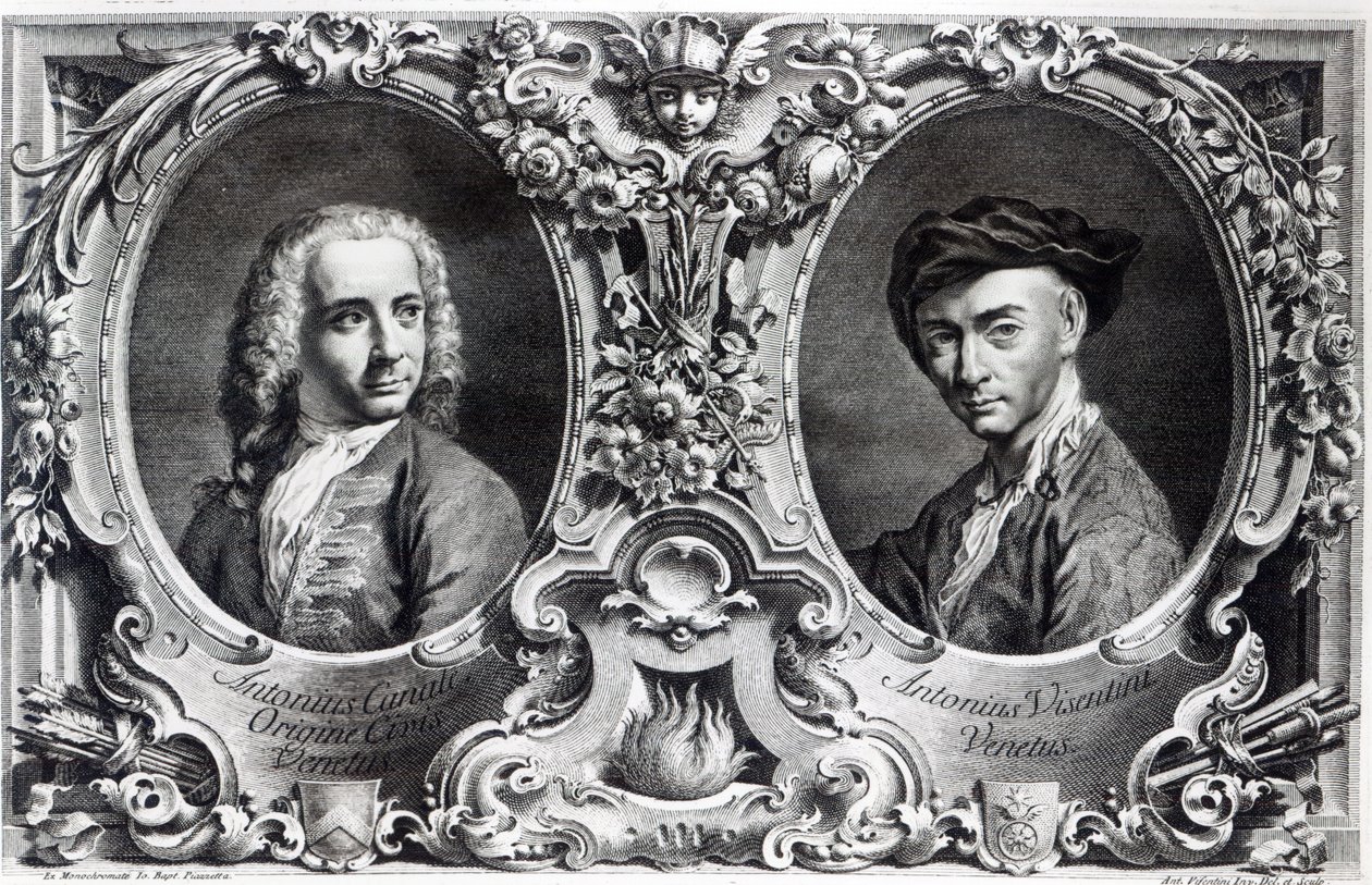 Canisetto和Antonio Visentini，由Visentini雕刻 作者 贾曼巴蒂斯塔（Giambattista Piazzetta）