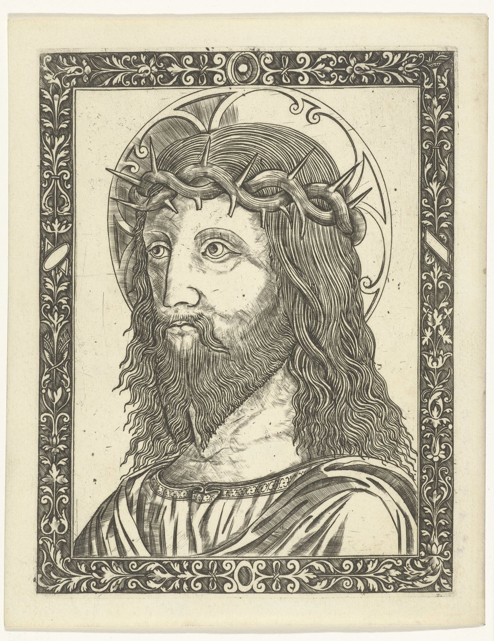 画框中戴荆棘冠冕的基督头像 作者 Giampietrino Birago（归因于）