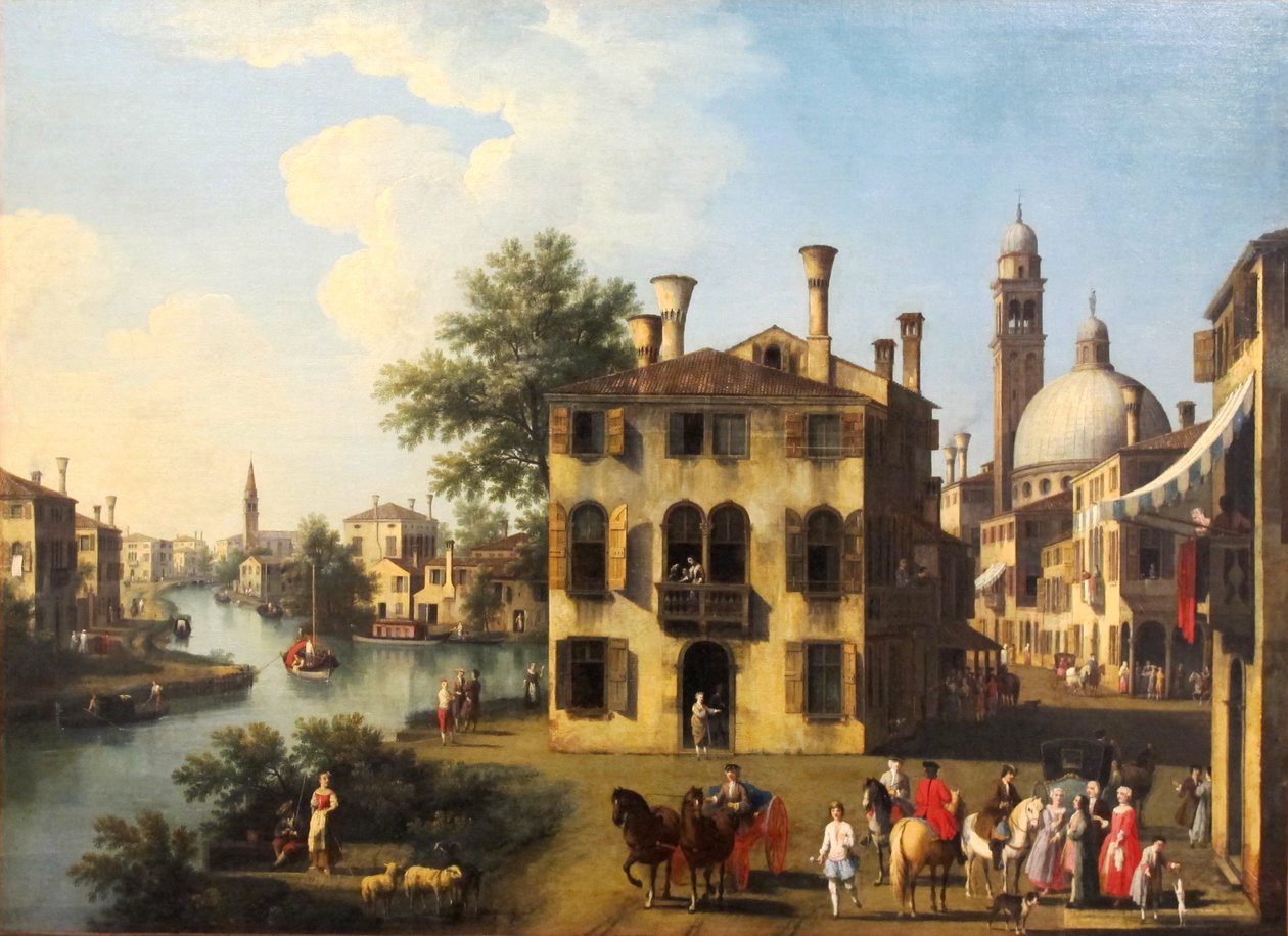 Brenta的看法，在Dolo附近，18世纪末 作者 Gianbattista Cimaroli