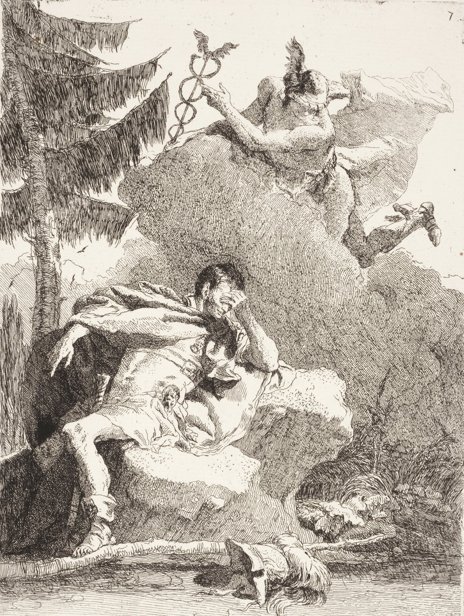 c.1770，水星出现在梦中的Æneas 作者 乔瓦尼·多梅尼科·蒂埃波罗