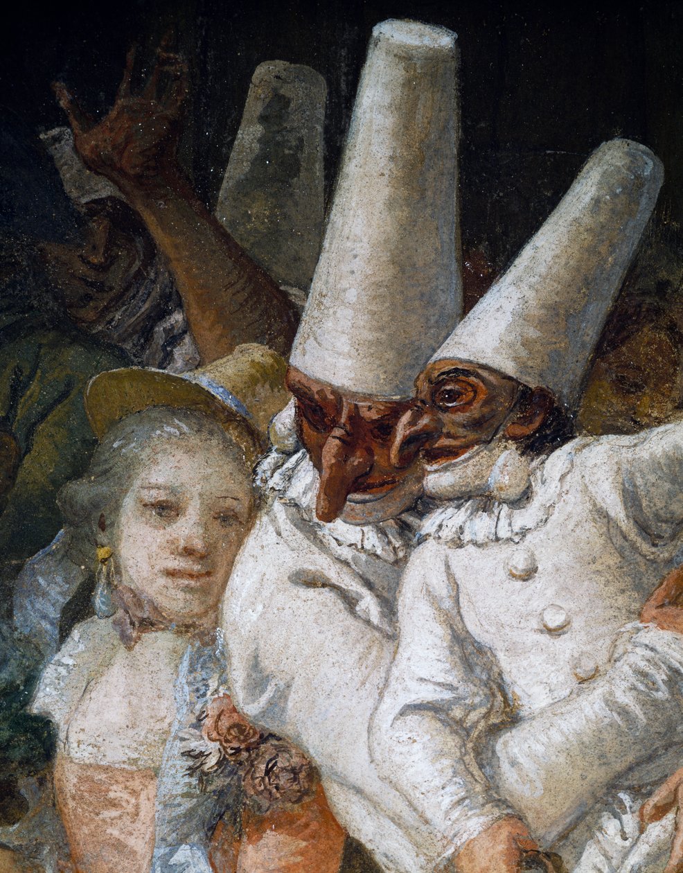 Pulcinella 和杂技演员，细节 作者 詹多梅尼科·蒂埃波罗