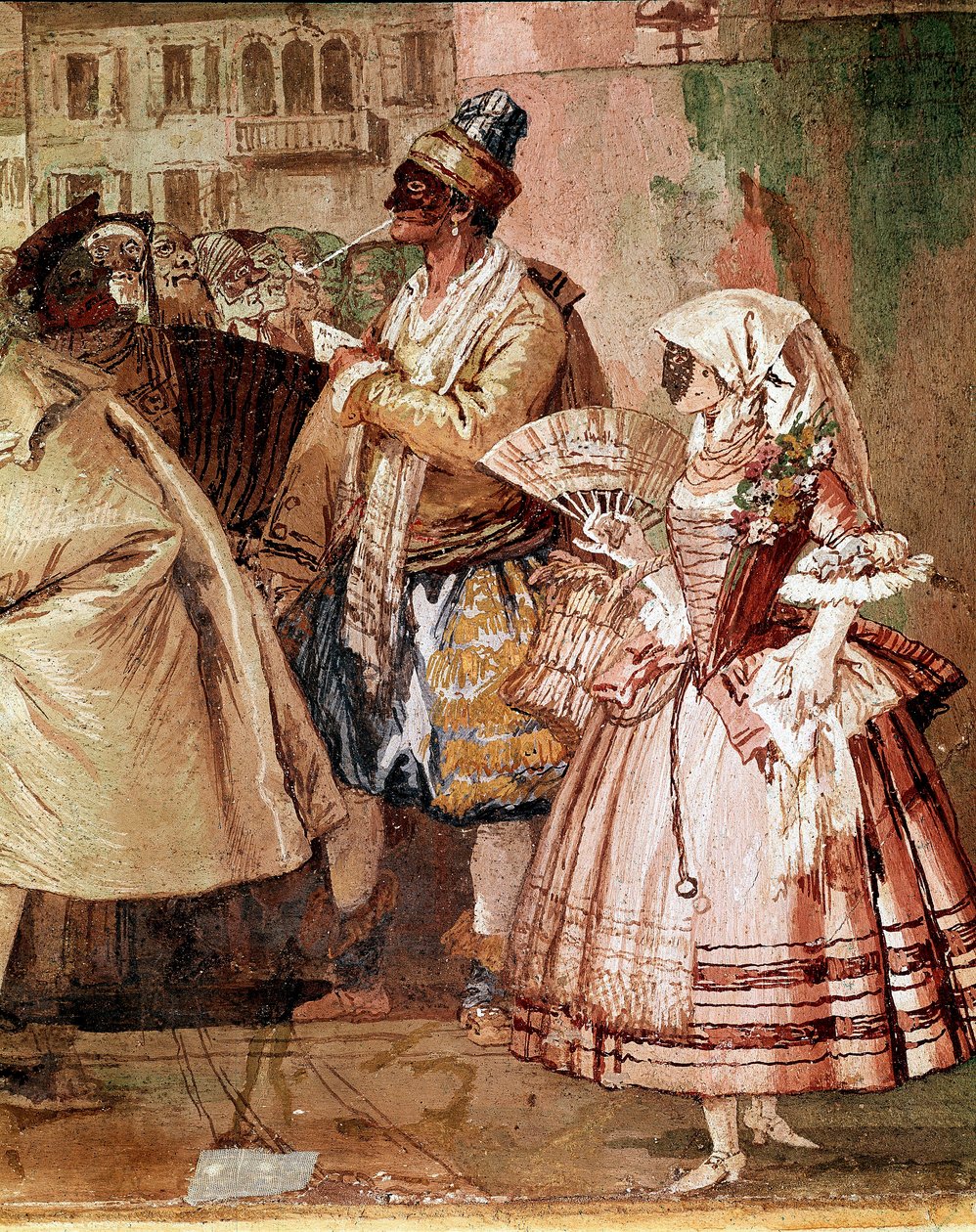 威尼斯面具 Giandomenico Tiepolo（1727-1804）18 世纪维琴察Villa Valmarana 壁画的细节 作者 詹多梅尼科·蒂埃波罗