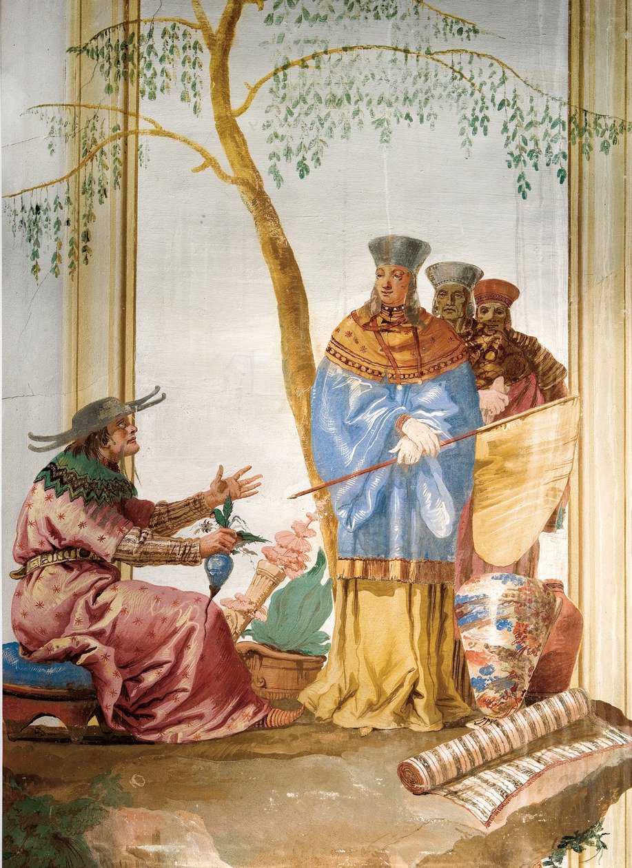 中国房间壁画的细节，在Foresteria，1757年 作者 乔瓦尼·多梅尼科·蒂埃波罗