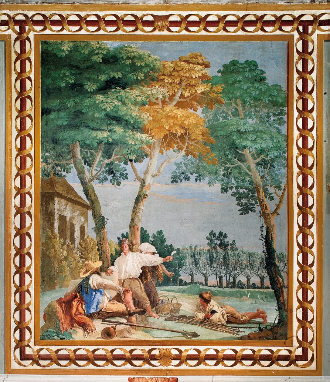 1757年，在Foresteria的乡村场景中，农民安息 作者 乔瓦尼·多梅尼科·蒂埃波罗