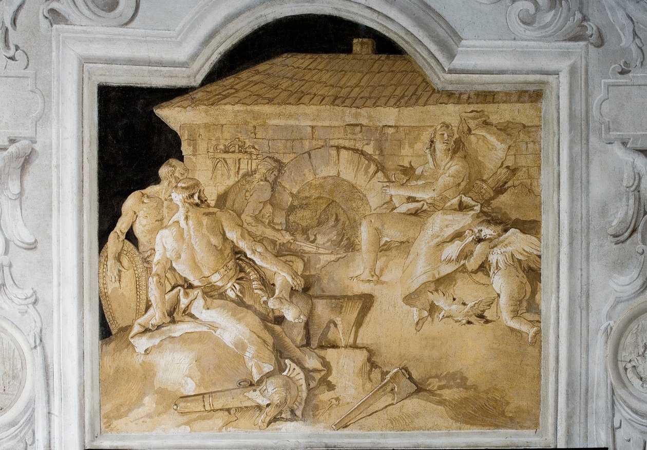 1757年，从Palazzina的埃涅伊德的房间，他的锻造中的瓦肯人 作者 乔瓦尼·多梅尼科·蒂埃波罗