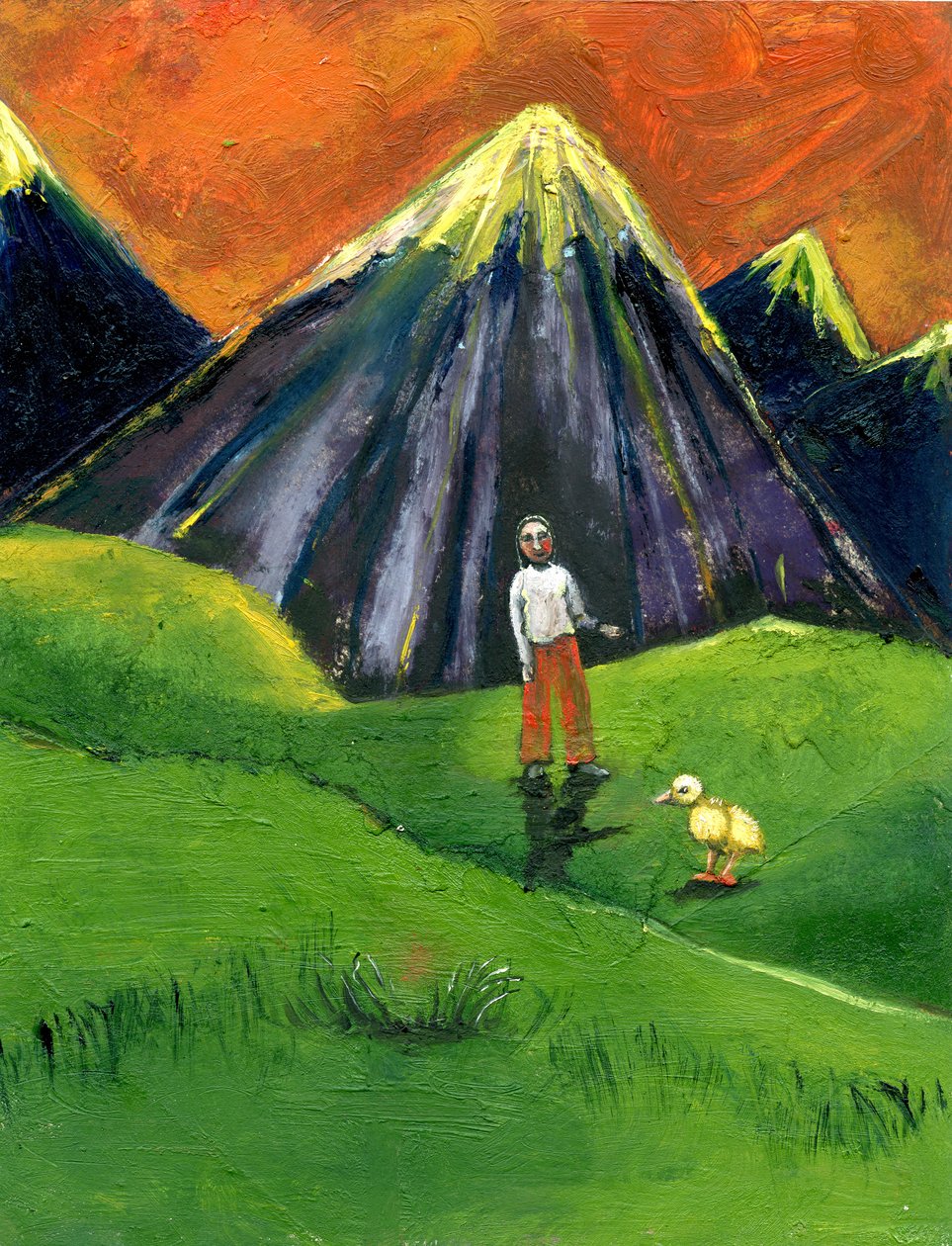 我遇见了一只小鸡，2005，（纸上油） 作者 吉吉·萨德伯里