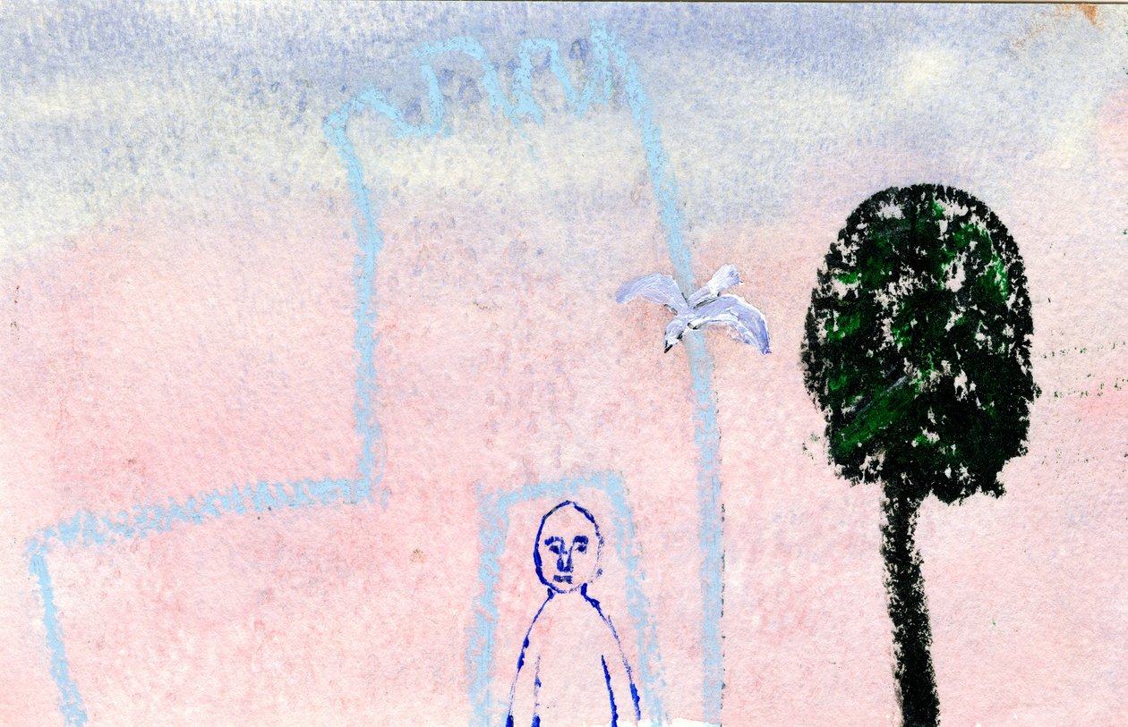 我的城堡，海鸥和塞浦路斯树，2005年，（混合媒体） 作者 吉吉·萨德伯里
