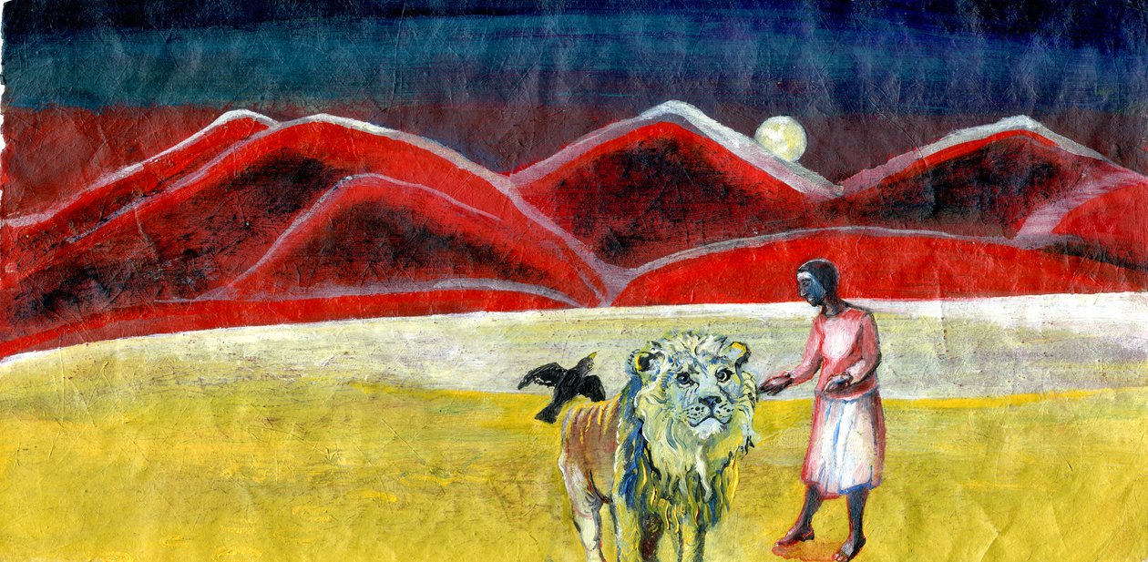 狮子与黑鸟，2004年（纸上油画） 作者 吉吉·萨德伯里