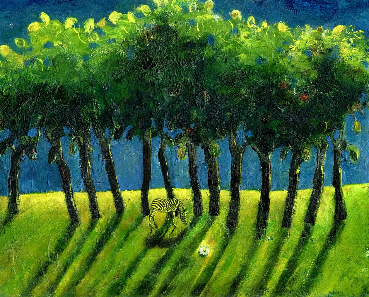 斑马树，2005年，（纸上油） 作者 吉吉·萨德伯里