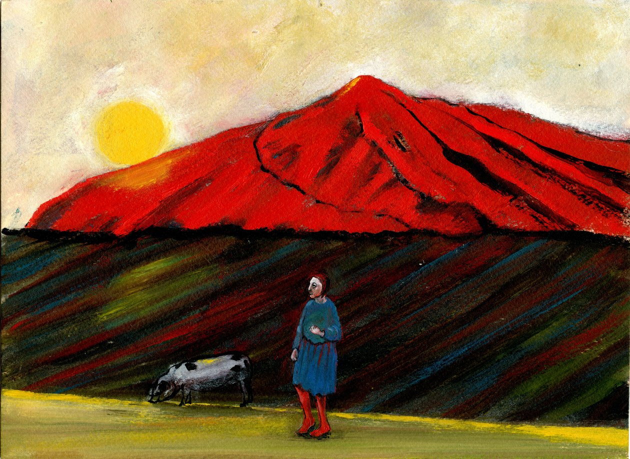 我带着我的猪回家，2004年，（纸上油） 作者 吉吉·萨德伯里