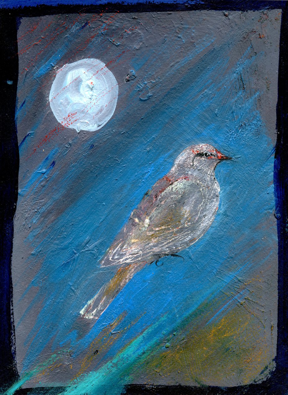 Moon Bird，2016，（纸上油） 作者 吉吉·萨德伯里