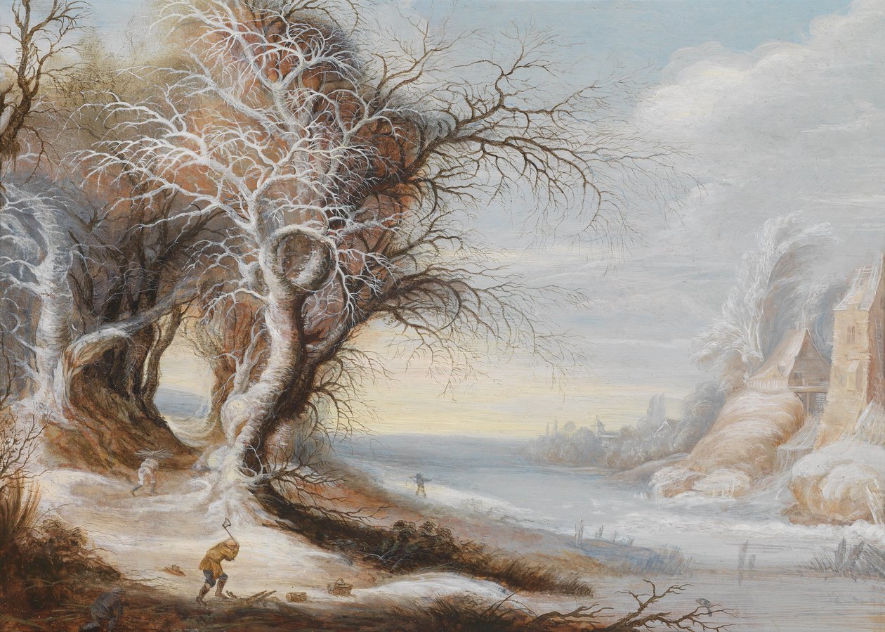 与伐木工人的冬天风景 作者 吉斯布雷希特·莱滕斯