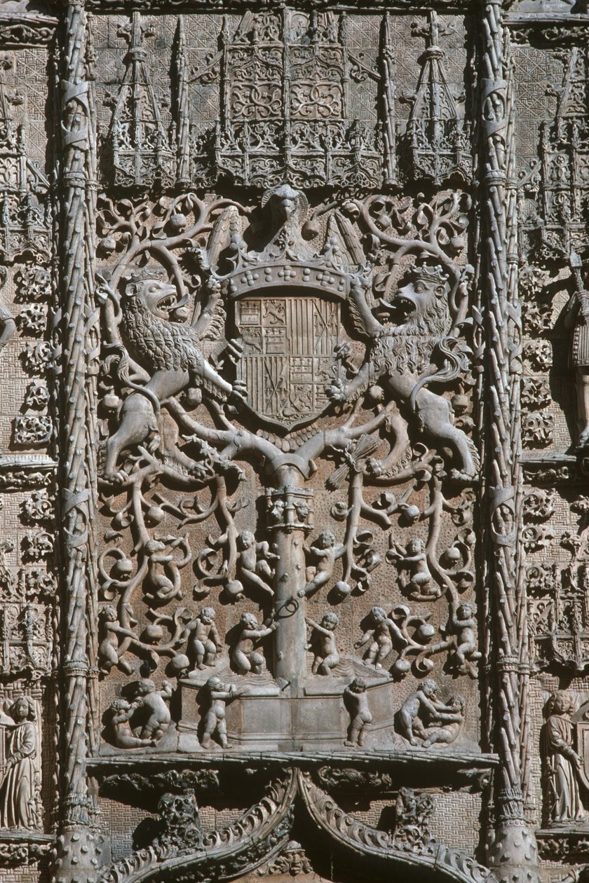 入口门面Museo Nacionalde Escultura Religiosa的细节建立了1488-96照片 作者 吉尔·德·西洛（Gil de Siloe）