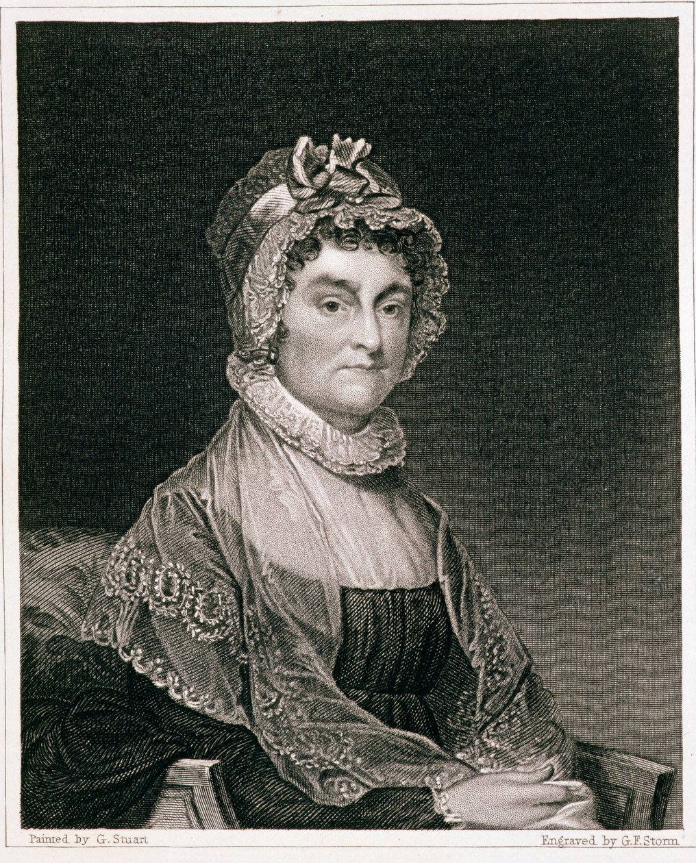 阿比盖尔亚当斯，由GF Storm雕刻（fl.c.1834） 作者 吉尔伯特·斯图尔特（Gilbert Stuart）
