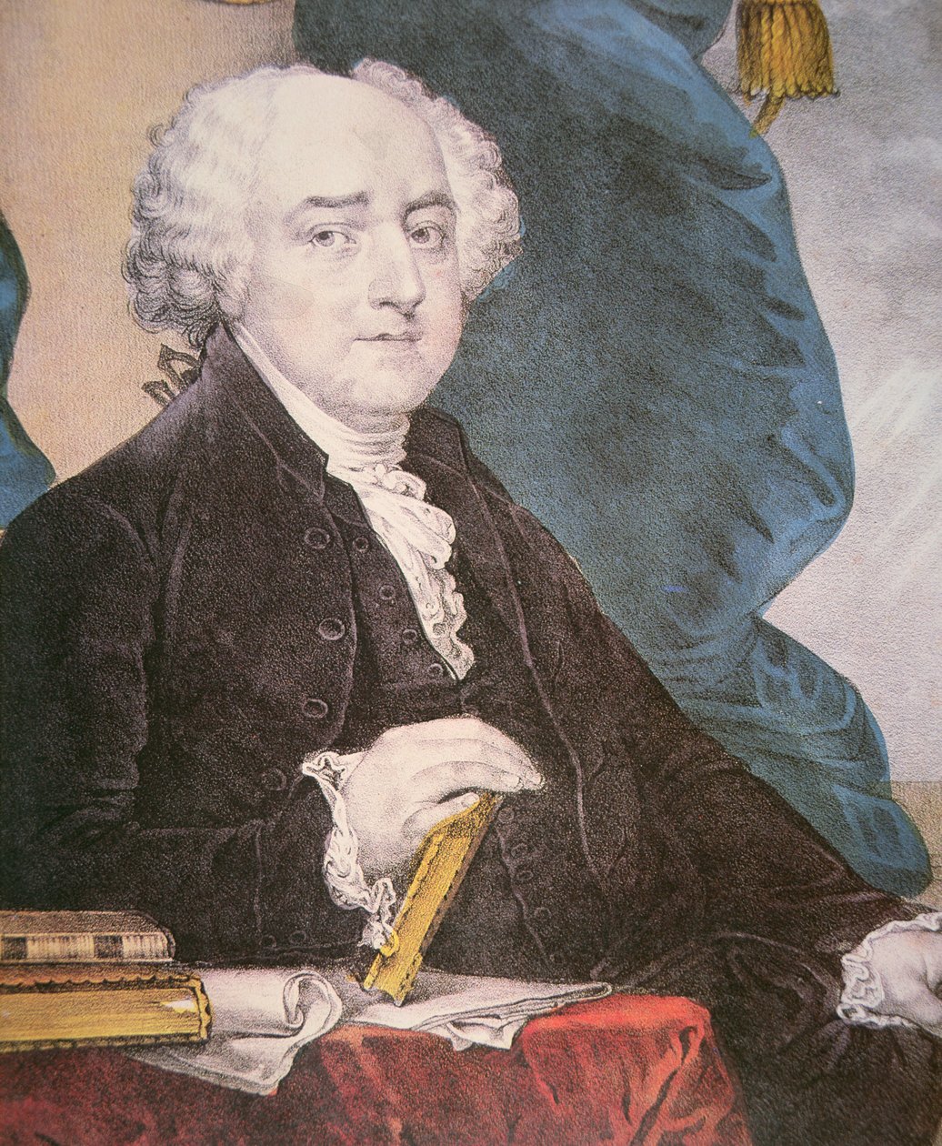 约翰-亚当斯（1735-1826），由纳撒尼尔-柯里尔（1813-88）出版（彩色平印）。 作者 吉尔伯特（后）斯图尔特