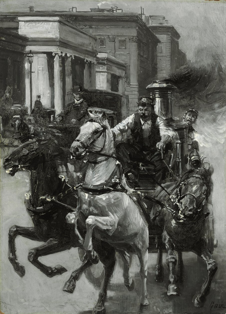 冲向大火，约1900年 作者 吉尔伯特·高尔