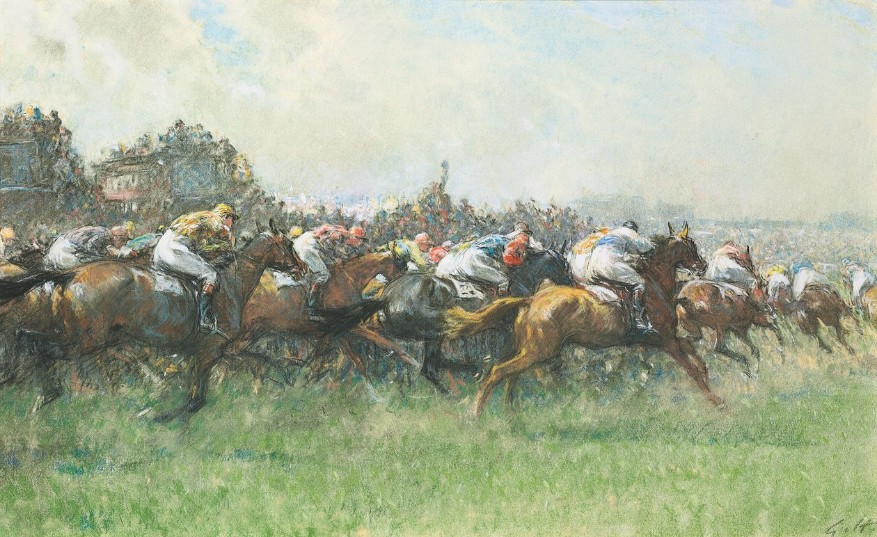 Tattenham Corner，Epsom Derby， 作者 吉尔伯特·假日
