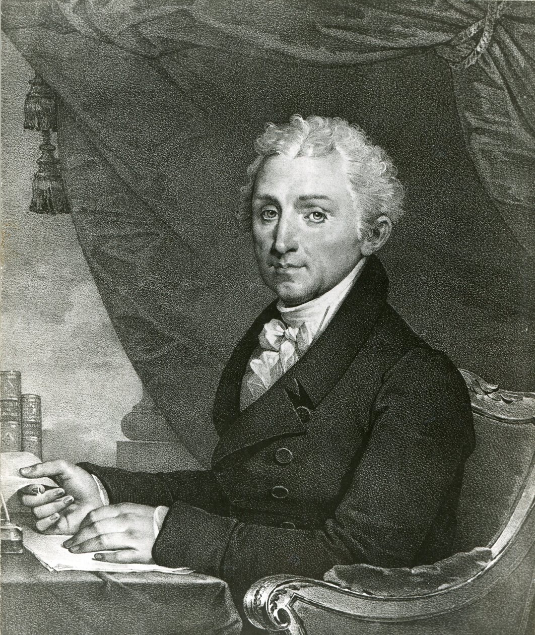 美国第5任总统詹姆斯-门罗（b/w litho）。 作者 吉尔伯特·斯图尔特（Gilbert Stuart）