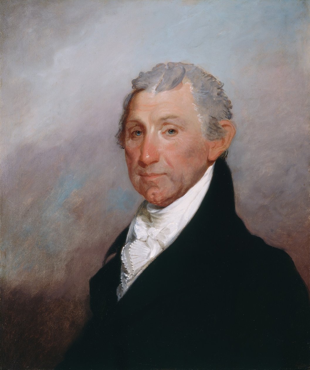 詹姆斯-门罗，约1817年。 作者 吉尔伯特·斯图尔特（Gilbert Stuart）