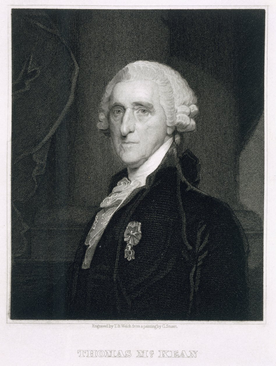 Thomas McKean的肖像，由Thomas B. Welch雕刻（1814-74） 作者 吉尔伯特·斯图尔特（Gilbert Stuart）