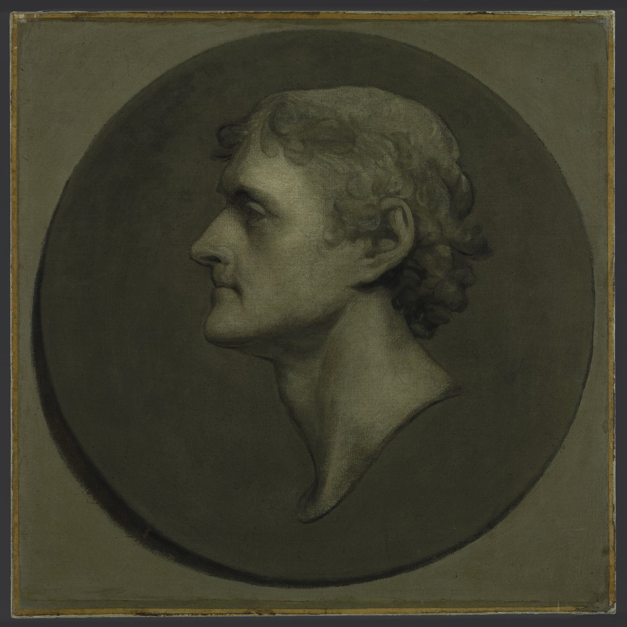 1805年托马斯·杰斐逊（The Medallion Portrait）（画布上的纸上油和蛋） 作者 吉尔伯特·斯图尔特（Gilbert Stuart）