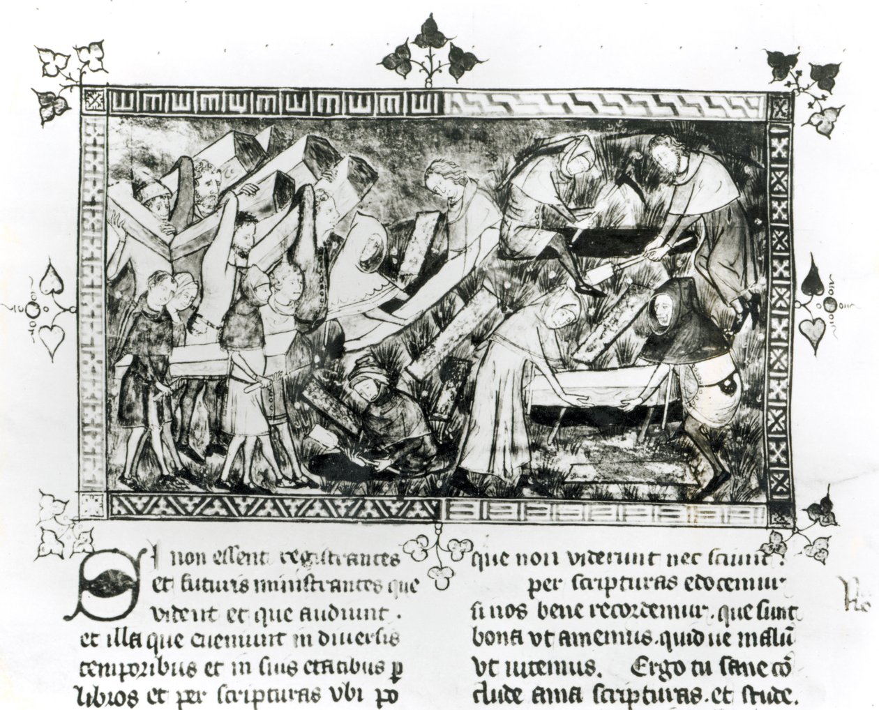 13076-77 f.24v在1349年之后，由Gilles de Muisit在图尔奈的黑死病 作者 吉勒·勒·穆伊斯特（Gilles Le Muisit）