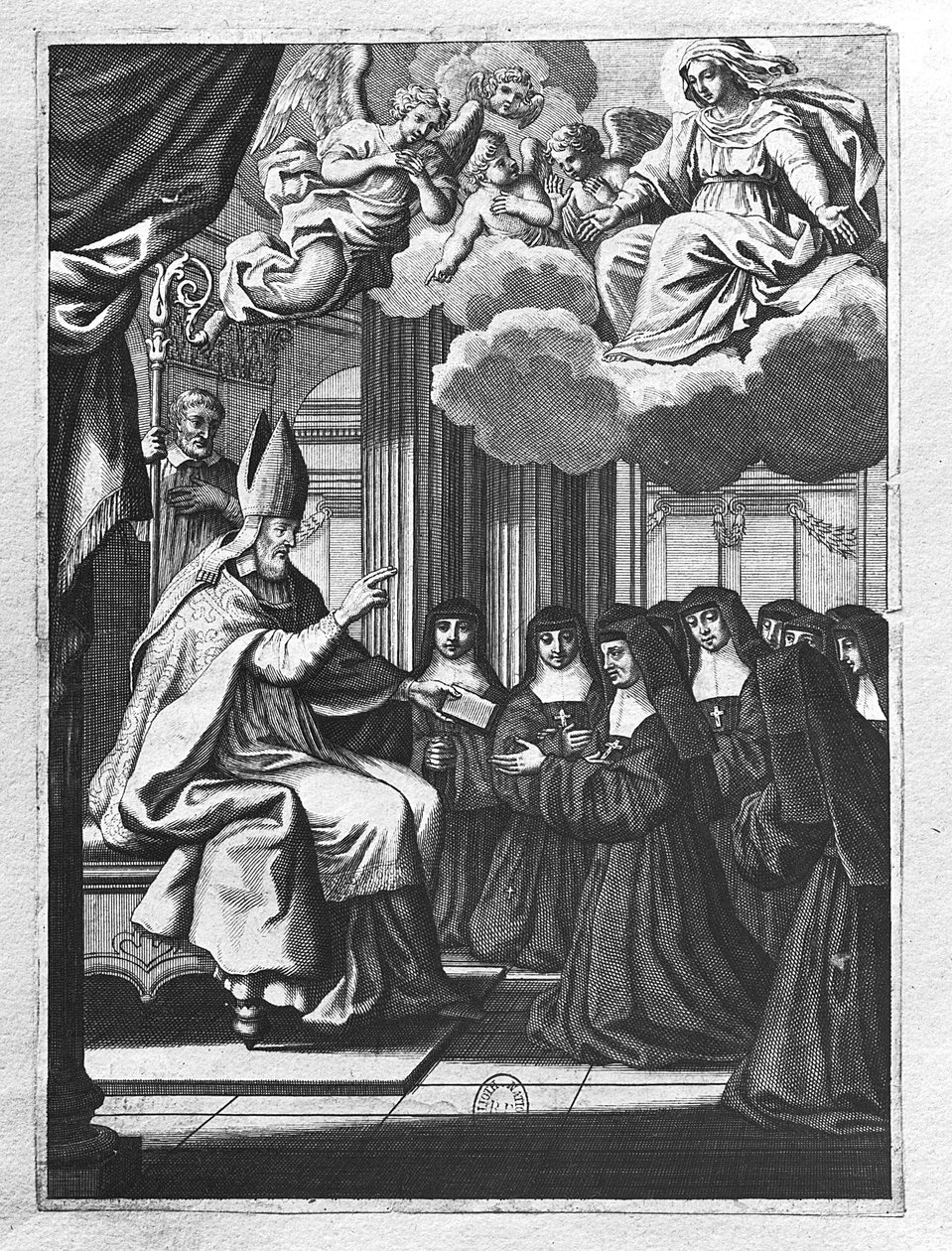 St. Francois de Salles（1567-1622）将访问规则赋予St. Jeanne de Chantal（1572-1641） 作者 吉尔·罗素（Gilles Rousselet）