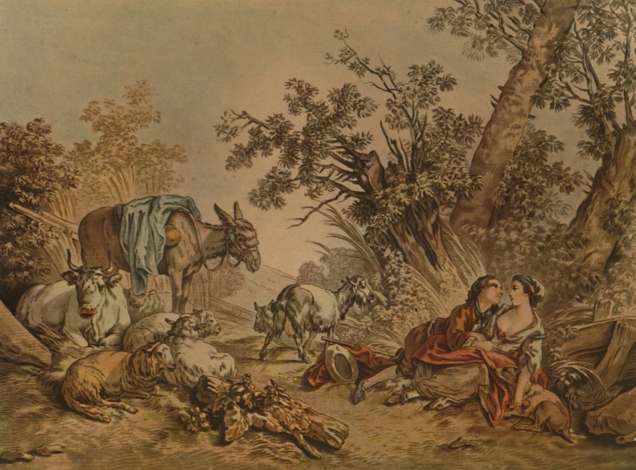 伟大的牧人号602，田园风光，c1740-1770，1913年 作者 吉尔斯·德玛多（Gilles Demarteau）