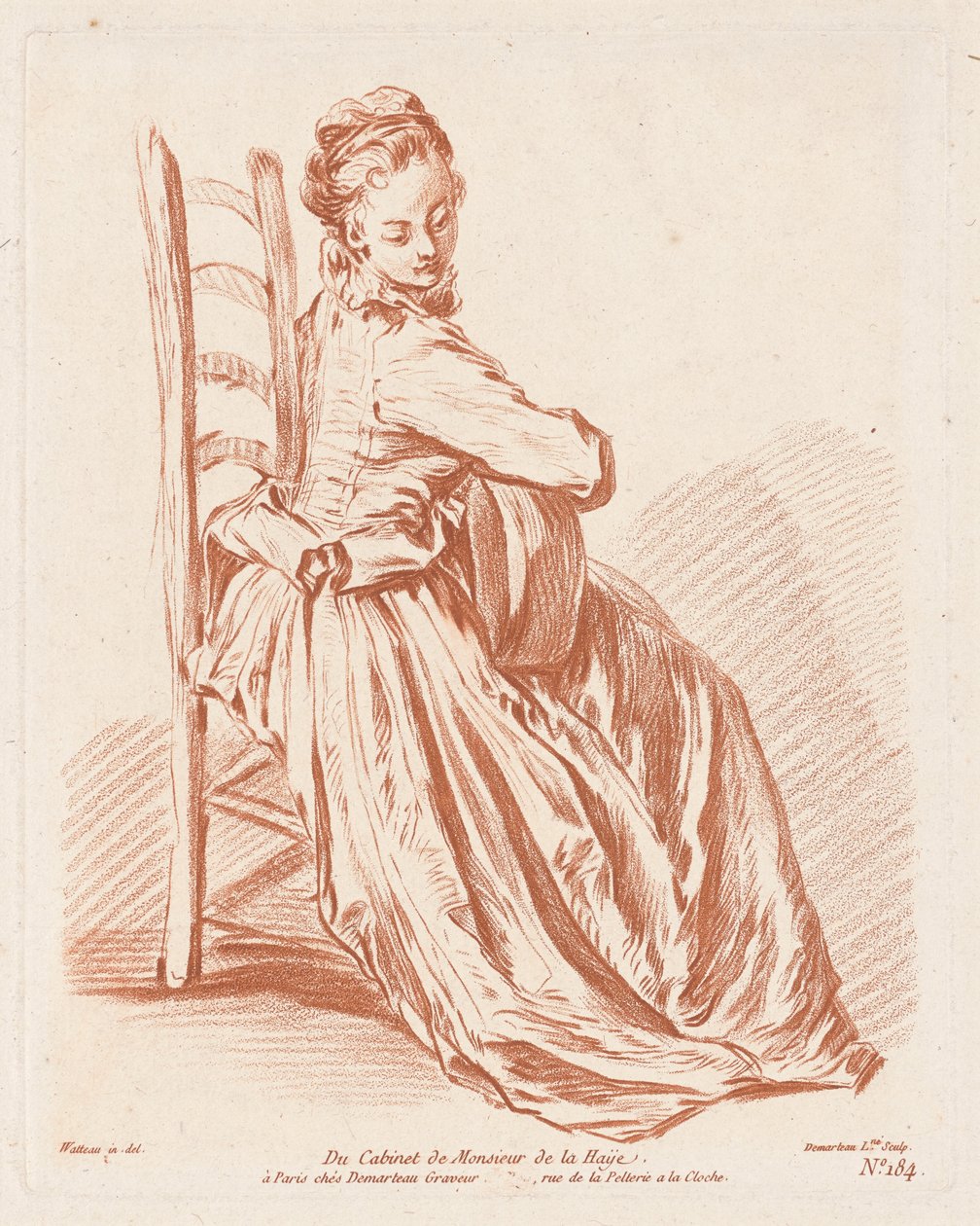 弹吉他的女人 作者 Gilles Demarteau，长老，Antoine Watteau