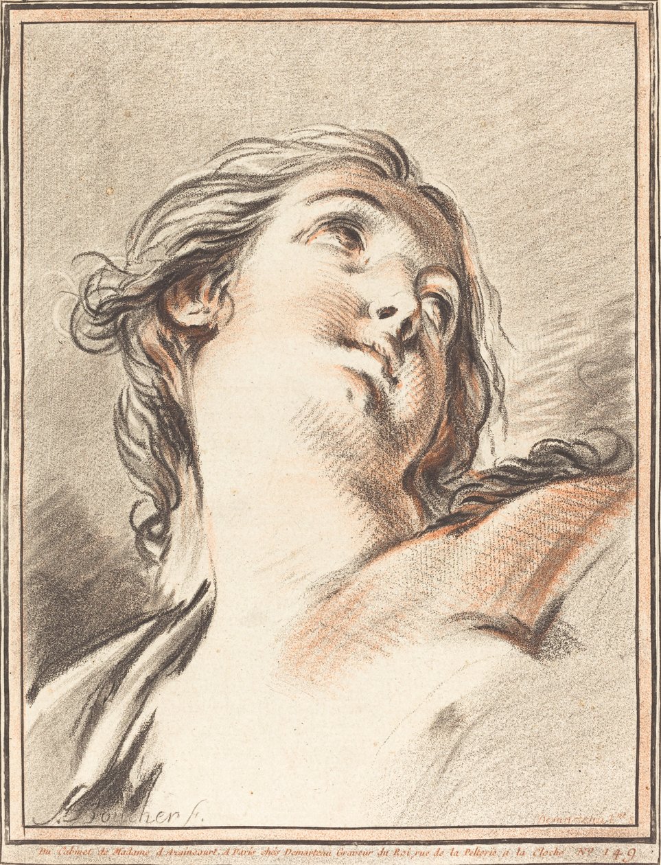 抬头仰望的女人头像 作者 Gilles Demarteau，继弗朗索瓦·布歇之后的长者