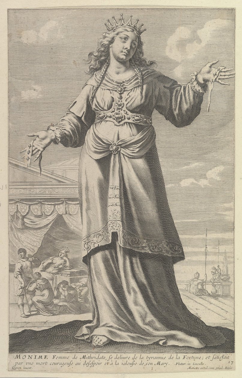 Monime, 1647.创作人：吉勒-卢塞勒，亚伯拉罕-博斯。 作者 Gilles Rousselet 和 Abraham Bosse