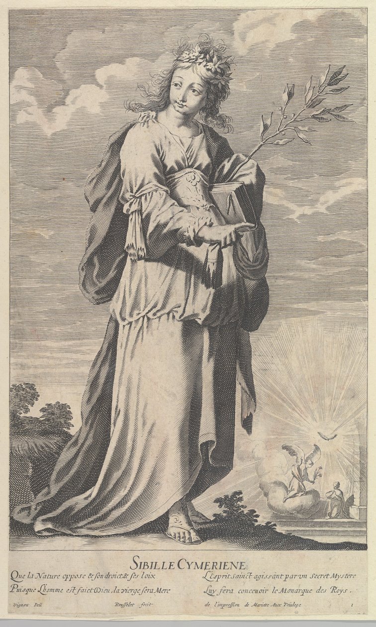 Cimmerian Sibyl, 约1635年。创作人：吉尔-卢塞勒，亚伯拉罕-博斯。 作者 Gilles Rousselet 和 Abraham Bosse