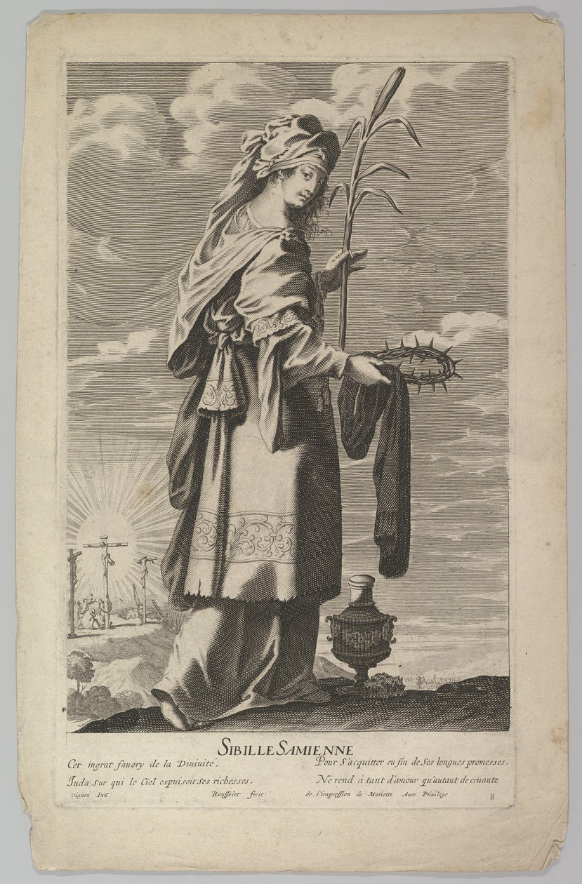 Sibylle Samienne, 约1635年。创作人：吉尔-卢塞勒，亚伯拉罕-博斯。 作者 Gilles Rousselet 和 Abraham Bosse