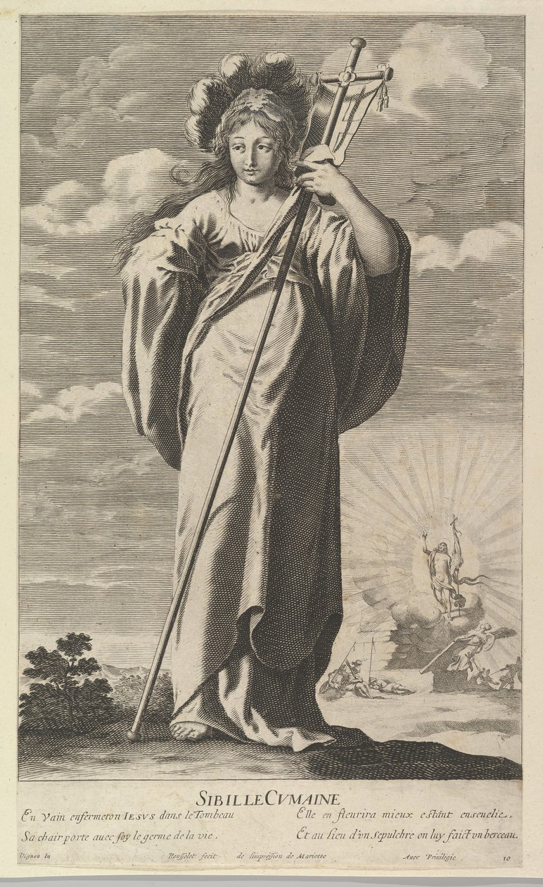 Sibylle de Cumes, 约1635年。创作人：吉勒斯-卢塞勒，亚伯拉罕-博斯。 作者 Gilles Rousselet 和 Abraham Bosse