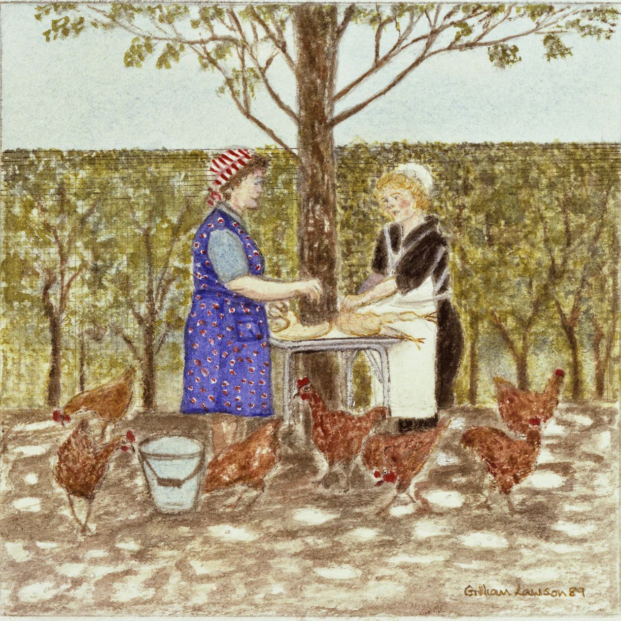 Coq au Vin，1989（纸上水彩） 作者 吉莲·劳森（Gillian Lawson）