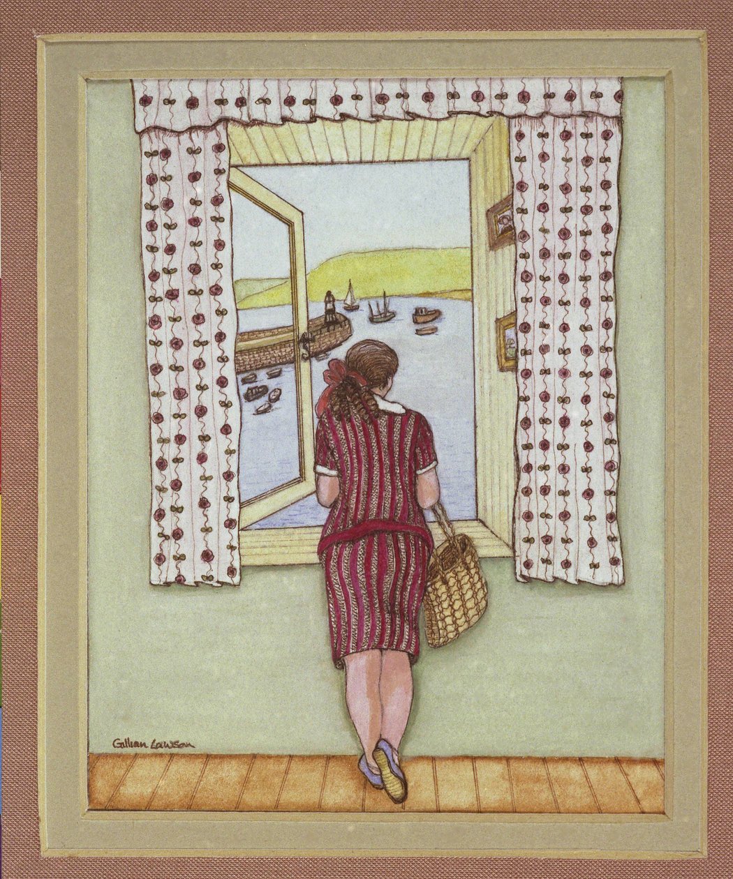 海港景观，1986年（纸上水彩） 作者 吉莲·劳森（Gillian Lawson）