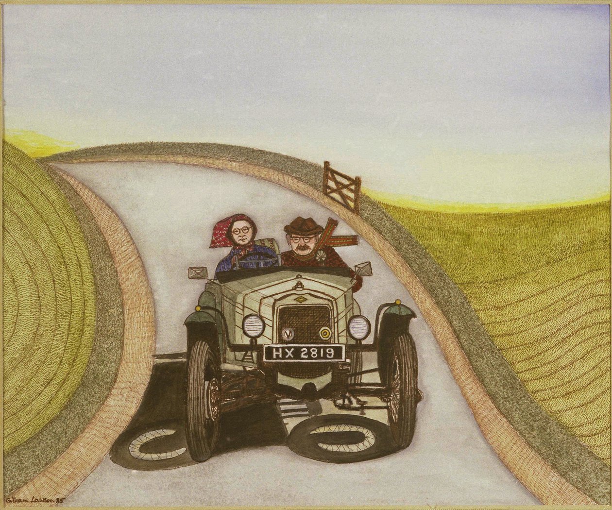 汽车，1985年（纸上水彩） 作者 吉莲·劳森（Gillian Lawson）