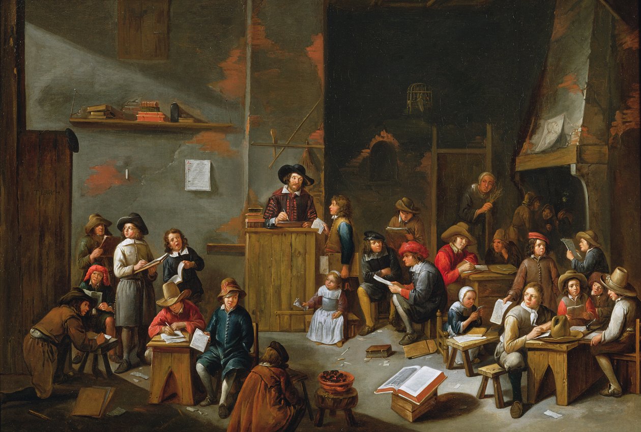 学校室的内部 作者 吉利斯·范·蒂博格（Gillis van Tilborgh）