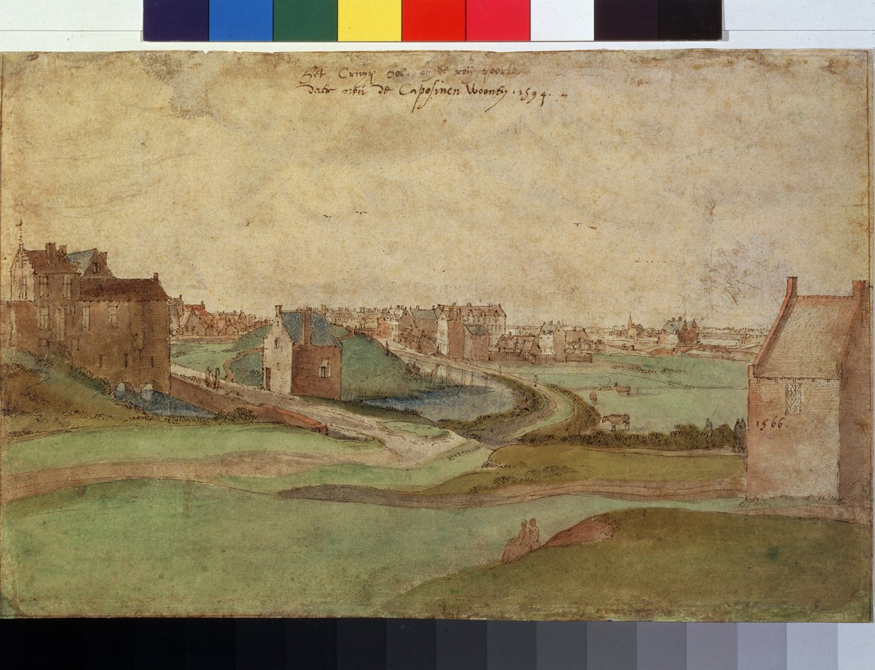 "安特卫普附近的风景" 水彩画，吉利斯-莫斯塔特（1534-1598 年），1566 年 莫斯科普希金博物馆 作者 吉利斯·莫斯塔尔特（Gillis Mostaert）