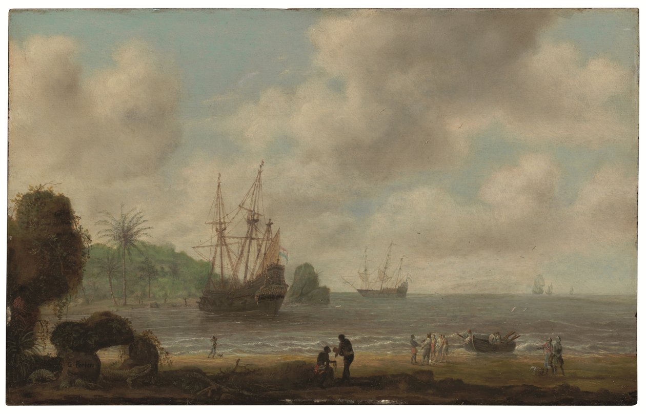 巴西海岸前的荷兰阿姆斯特丹号军舰（油画） 作者 吉利斯·彼特斯（Gillis Peeters）