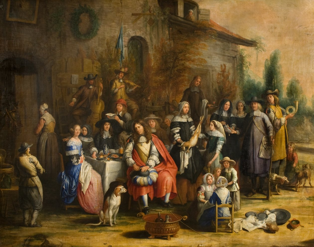 客栈外的狩猎聚会 作者 Gillis van (追随者) Tilborgh