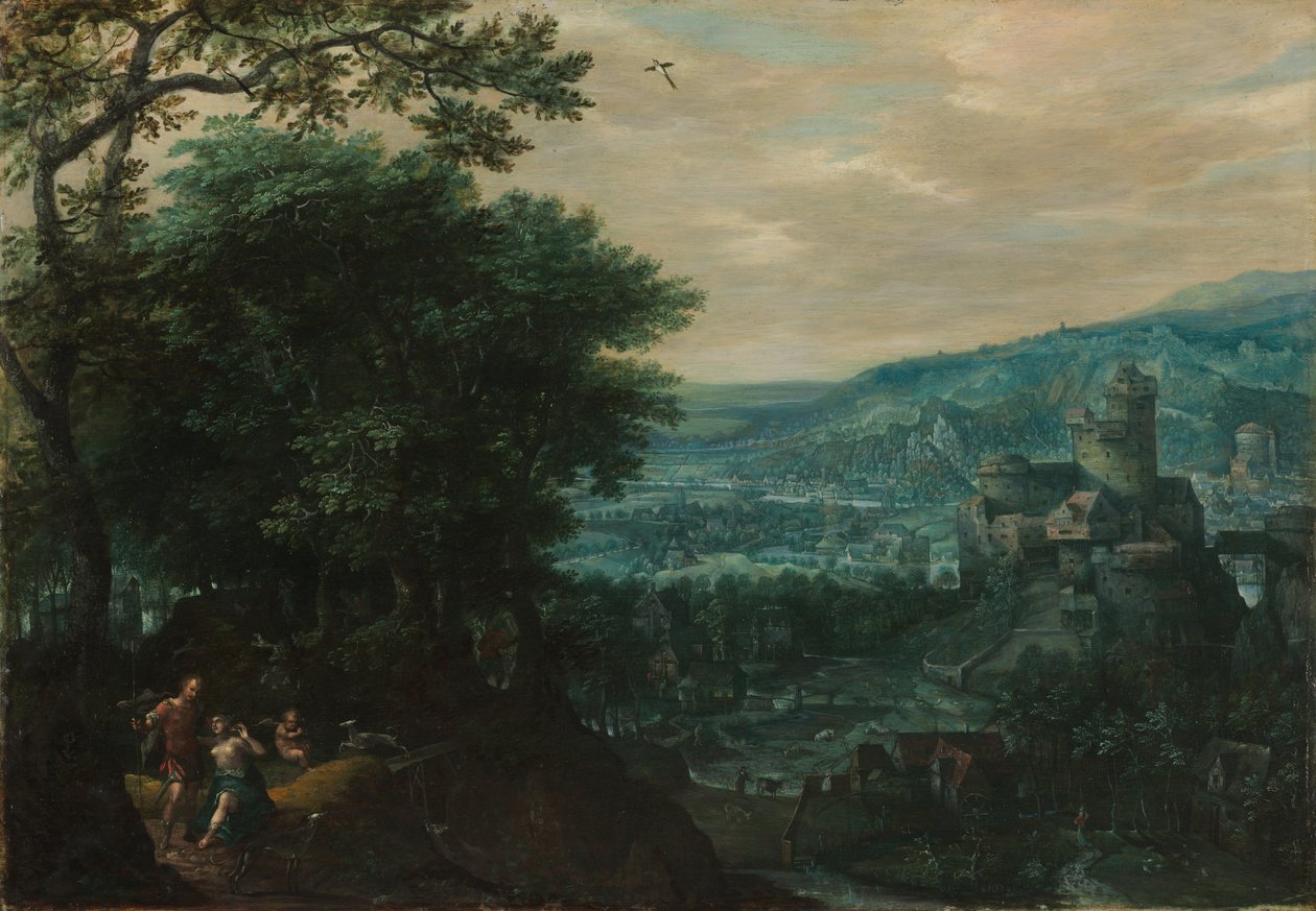 与维纳斯和阿多尼斯的风景，1580年代。 作者 吉利斯·范·科宁克斯鲁