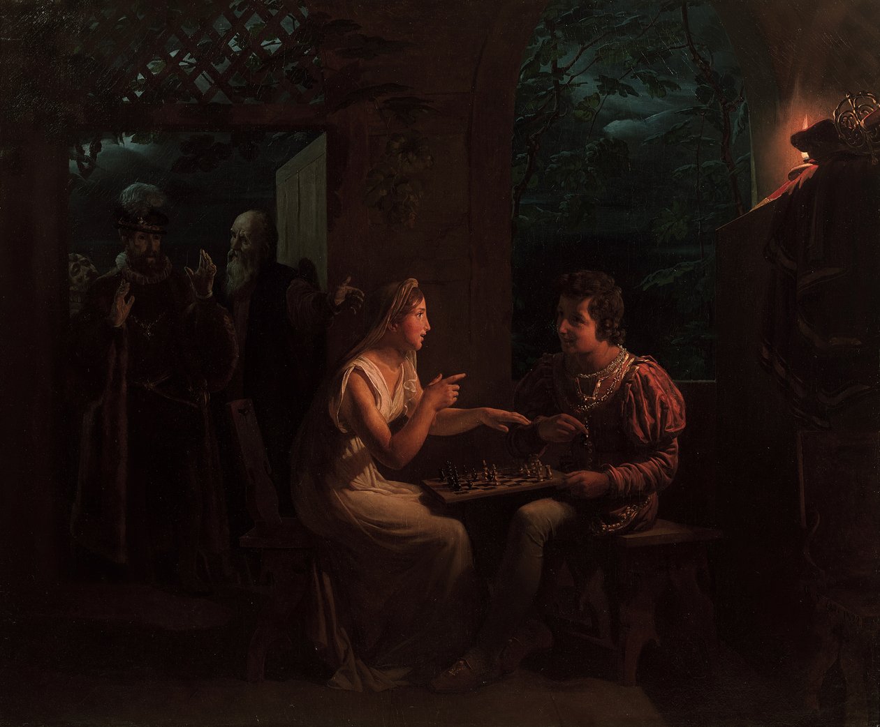 斐迪南和米兰达在下象棋，1822年。 作者 吉洛（Gillot Saint Evre）