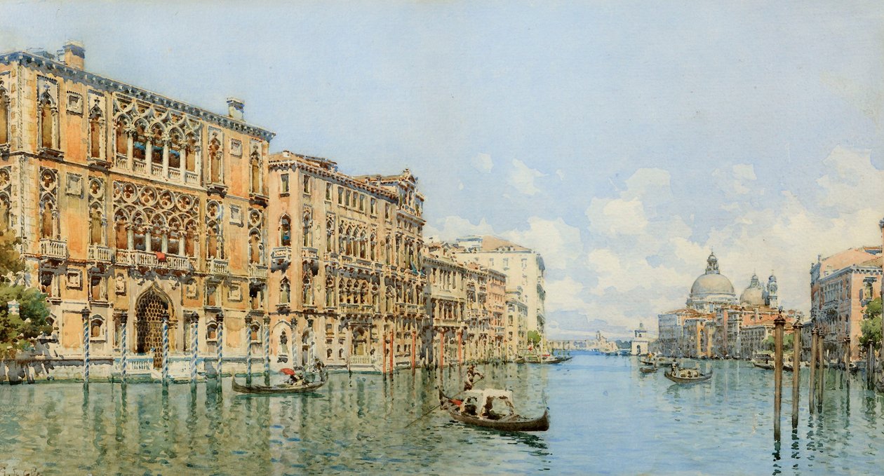 大运河与Palazzo Cavalli-Franchetti和Santa Maria della Salute（wc和铅笔在纸上）的视图 作者 吉诺·德·科尔