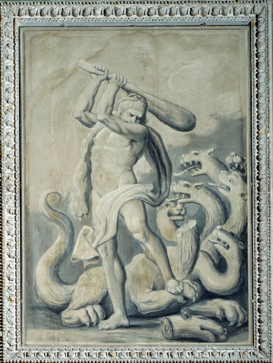 Hercules cuts off the seven heads of the Hydra (painting 作者 乔·巴塔·策勒（Gio Batta Celle）