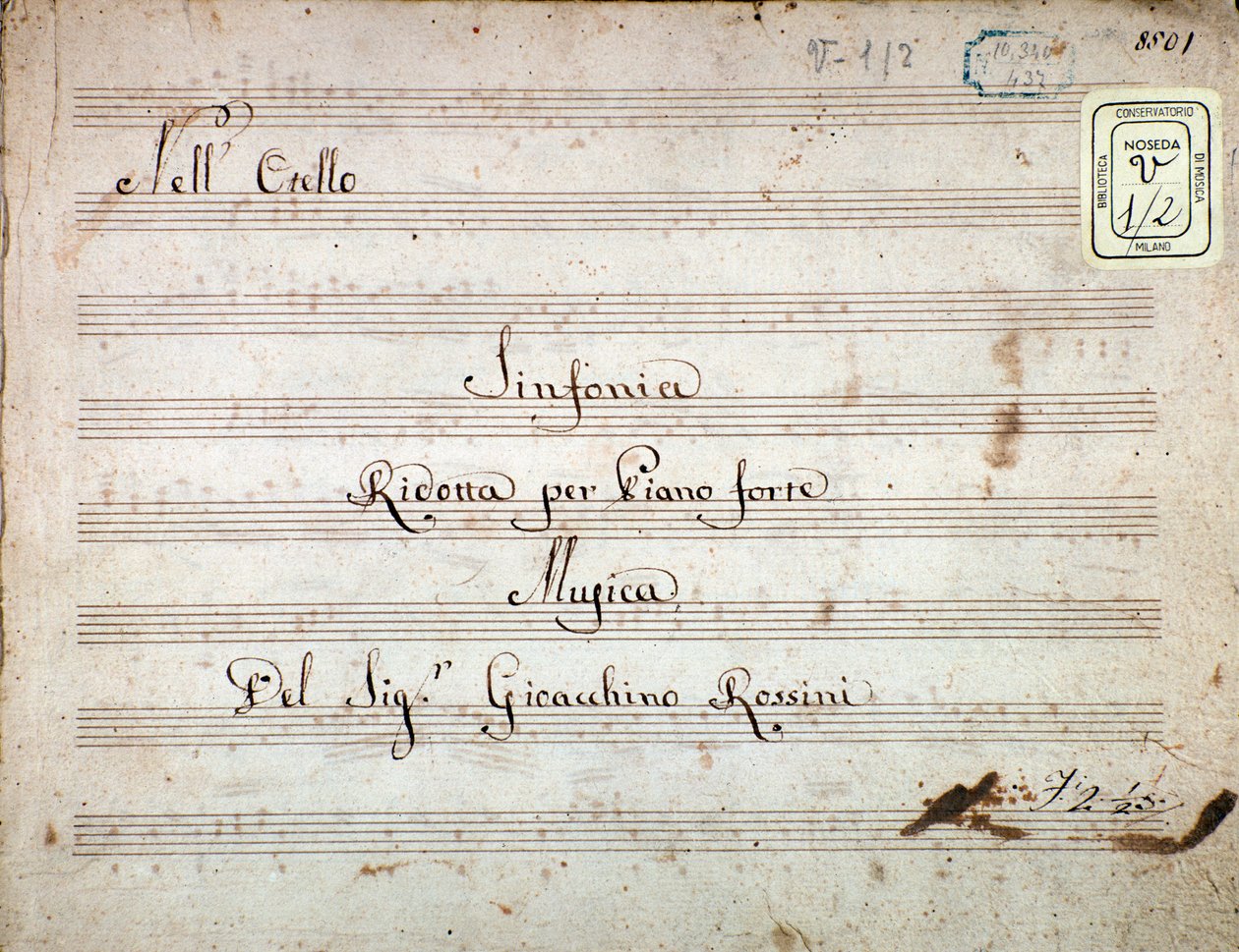 Sheet music for the reduced symphony for the piano of Otello, opera by Gioacchino Rossini 作者 焦阿基诺·罗西尼