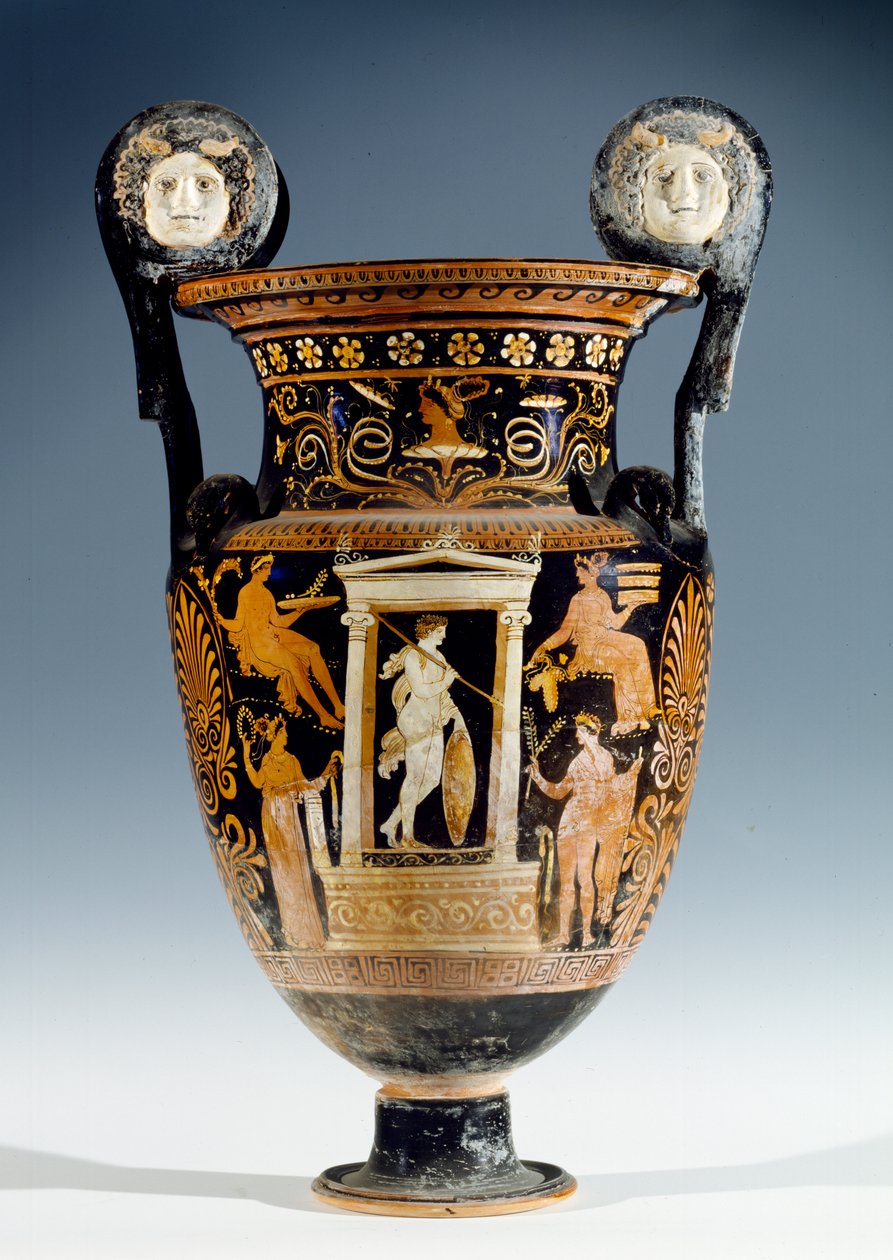 红色和白色的图蜗壳krater，阿普利亚（陶瓷） 作者 Gioia del Colle画家