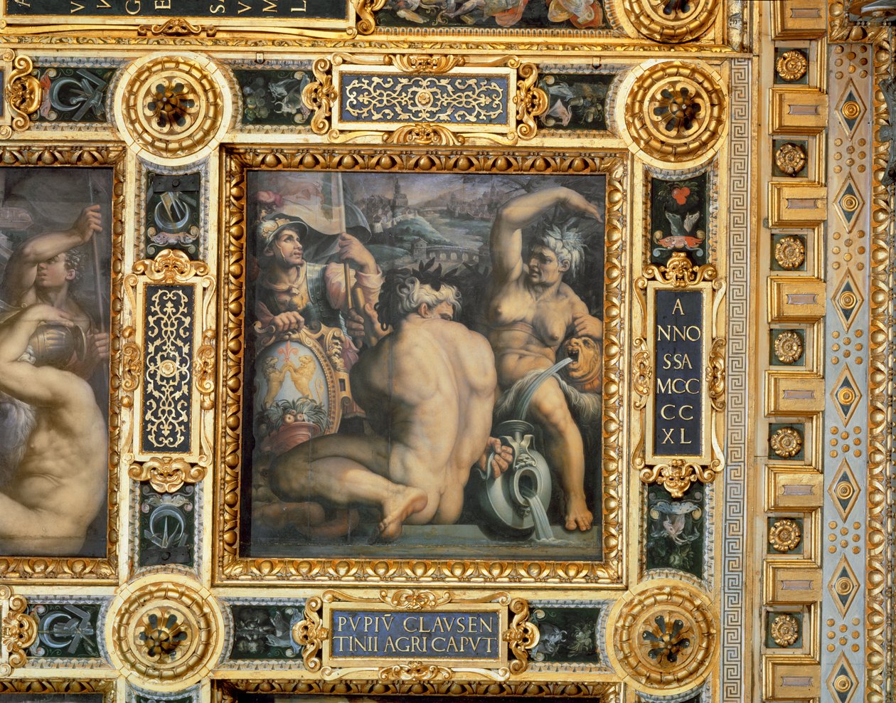 来自Salone dei Cinquecento天花板的卡森蒂诺地区的寓言，1565（小组） 作者 乔治·瓦萨里（Giorgio Vasari）