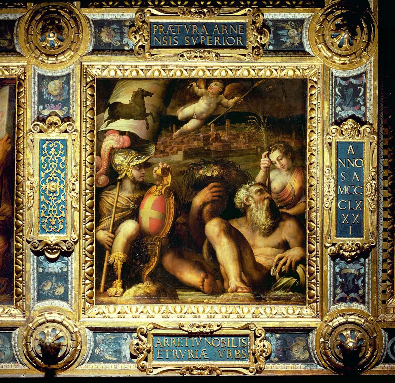 Alzzo镇的寓言，来自Salone dei Cinquecento的天花板，1565（面板） 作者 乔治·瓦萨里（Giorgio Vasari）